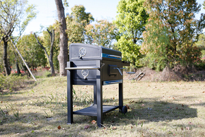 <span class=keywords><strong>Griglia</strong></span> <span class=keywords><strong>Barbecue</strong></span> Affumicatore da Esterno Resistente con Carrello, in <span class=keywords><strong>Ferro</strong></span> e Acciaio Durevole, a Carbonella, con Pannello Laterale - Product Image 4