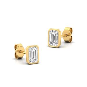 0.555ct <b>Emerald</b> Cut CVD Lab Grown Diamond Solitaire <b>Earrings</b> 10K Gold Plated Trendy Elegant Sparkling Design Jewelry Gift Women - Product Image 2