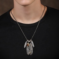 Csja — collier de travail en argent Sterling S950 pour hommes et femmes, pendentif en plume d'aigle, rouge Turquoise, chaîne S925, tendance