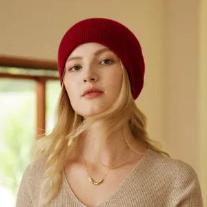 Cappello invernale Unisex classico all'ingrosso donna uomo fabbrica elastico di lusso spesso caldo con risvolto a righe 100% Cashmere Beanie Skullies