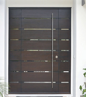 Portes d'entrée pivotantes de luxe en acier inoxydable brillant et aluminium moulé, design antivol, garantie 5 ans pour les maisons extérieures modernes