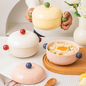 Bol à nouilles en céramique avec <span class=keywords><strong>poignée</strong></span> sphérique Ensemble de bols de service Ramen Bol à mélanger les céréales allant au four - Product Image 1