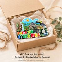 Aimant de réfrigérateur 3D en bois superposé avec logo personnalisé, souvenirs de voyage du Costa Rica, motif paresseux et toucan, pour touristes, vente en gros
