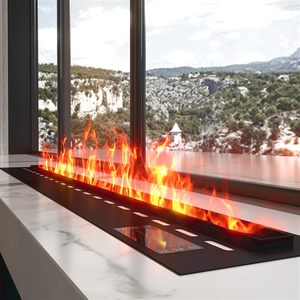 Lò sưởi hơi nước 3D lõm 60 inch với ngọn lửa nguyên tử thực tế, điều khiển từ xa và bể chứa nước - Product Image 2