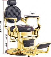 Fauteuil de Barbier Professionnel Inclinable Hydraulique Noir et Or avec Base à Pompe Supplémentaire pour Hommes – Modèle Classique de Luxe pour Salon – Arabie Saoudite
