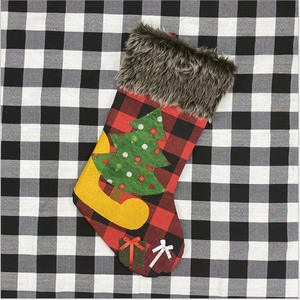 R1032 Décoration de Noël Décorations d'arbre de Noël Couleur unie Enfants Cadeaux pour enfants Sacs de bonbons 48cm Bas de Noël à carreaux - Product Image 5