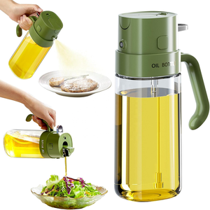 18.5oz 550 Ml Pulvérisateur D'huile Pot Cuisine Cuisine Presse Verser Vinaigre D'olive Noix De Coco Bouteille En Verre Pulvérisation Distributeur D'huile Bouteille 2 en 1 - Product Image 1