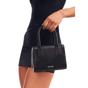 Luxo Custom Mini Lady Hand Bag Black Clutch Evening Bags Fabricante Top Handle Purse Box Bolsa de couro genuíno para as mulheres