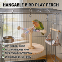 Perchoir Rotatif Éolienne CT pour Perroquet – Jouet Écologique en Bois Durable pour Cage à Oiseaux, Stimule la Stimulation Mentale, l'Interaction et la Mastication du Bec