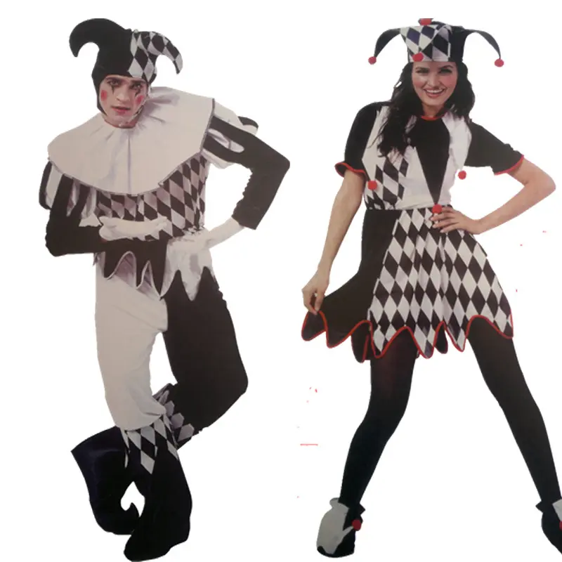 alibaba.com | Halloween Clown Men And Women Adult Costume Masquerade Black And White Couple Clown Suit