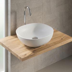 Lavabo ovale en céramique de style moderne pour hôpital, à poser sur comptoir, en granit, écologique - Product Image 1