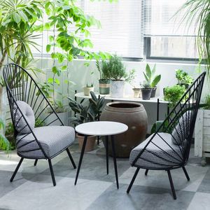 Silla Individual de Tela con Respaldo Alto, Estilo Nórdico Moderno, de Lujo Ligero, para Balcón o Apartamento, con Estructura de Hierro - Product Image 3