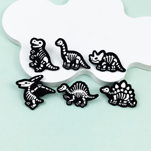 Dinosaur Skeleton Metal <b>Pin</b> Cartoon Animal Enamel Brooch Art Collectible Lapel Jewelry Accessory - Product Image 3
