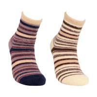 Wadenlange Retro Farbblock-Streifen Samt Crew-Länge Nerz-Logo Socken Atmungsaktiv Gestrickt Täglicher Gebrauch für den Winter