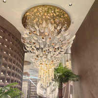 Lustres suspendus en cristal en forme de goutte de pluie, grand modèle, à LED blanc chaud, sur mesure, pour plafonds hauts, pour la décoration de hall d'entrée.
