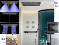 Nouveau Ensemble de Douche Encastré au Plafond 2026 avec LED, Musique, Jet Pluie, Affichage de la Température Thermostatique 5 Modes et Jets Corporels