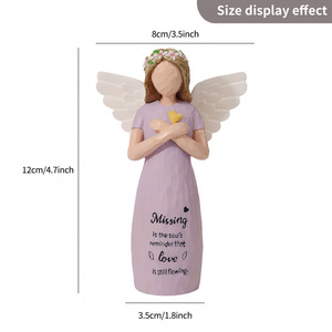 Statue d'ange fille, cadeau commémoratif, ornement de bureau, décoration de salon, souvenir de condoléances pour la mémoire des êtres chers - Product Image 5