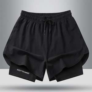 ملابس رياضية مخصصة للرجال، بدلة رياضية كاجوال مع شورت، طبقة مزدوجة 2 في 1، شورت كاجوال للرجال - Product Image 3