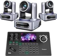 Cámara de Conferencia Tenveo VX20M NDI 4K AI 20X y Controlador de Teclado IP KB200MAX con Pantalla LCD de 5'' y Joystick 4D, Sistema de Conferencia