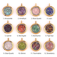 Collier Pendentif Gau Box Ouvertable en Acier Inoxydable avec Cristal, Agate et Pierres Concassées – Amulette Spirituelle – Vente en Gros
