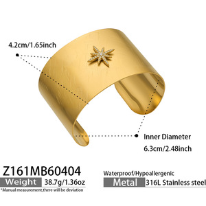 Brazaletes de Acero Inoxidable con Zirconia y Baño de Oro PVD, Antideslustre, de Alta Moda para Mujer - Product Image 4