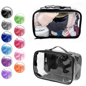 Customized Printing logo Transparent Waterproof Clear Plastic Travel Makeup Bags Large PVC Make up Pouch Cosmetic Bag for Girls - Product Image 1