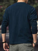 T-shirt Henley unisexe ample et uni, coupe ajustée, manches longues, streetwear, haute qualité, vente en gros pour hommes