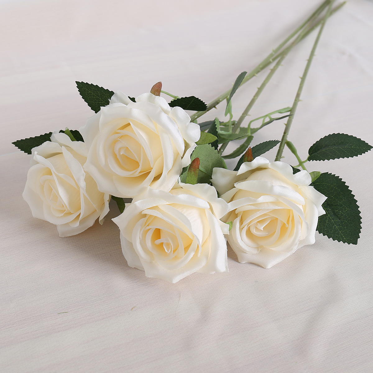 Champagne single rose-silk cloth