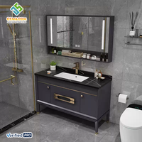 Ensemble de meubles de salle de bain en bois massif moderne OEM avec miroir, montage mural, utilisation en chambre à coucher et en entrepôt, bar à domicile, hôpital, atelier, salle à manger