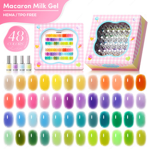 JTING Nouveauté : Kit de vernis à ongles gel lait macaron 48 couleurs, effet gelée glacée transparente, sans TPO/HEMA, OEM ODM - Product Image 1