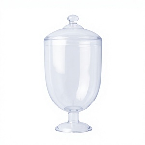 Wholesale ODM OEM Transparent <b>Plastic</b> Candy & Cookie Vase <b>Jar</b> Lid Custom Color Logo for Table Display Decoration Made Vietnam - Product Image 1