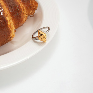 Croissant Shaped <b>Open</b> <b>Ring</b> 18K Gold Stainless Steel Color Blocked Unisex Fashion Jewelry Gift - Product Image 4