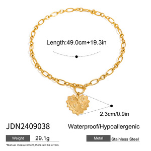 Bán buôn Châu Âu Mỹ thép không gỉ của phụ nữ trái tim tình yêu mặt dây chuyền vòng cổ Zircon vàng-màu mạ chuỗi xương đòn cho - Product Image 6