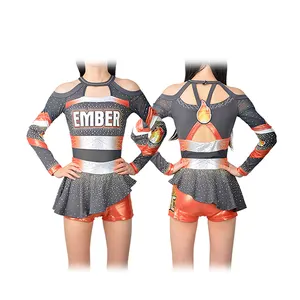 Uniformes de animadora de competición personalizados para niñas, disfraz de animadora con Blings, uniforme de animadora cortado y cosido