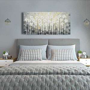 Lienzo blanco pintado a mano 3D, arte de pared de flores blancas, pintura al óleo, imágenes para Decoración - Product Image 2