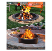 Insert de foyer moderne en fer robuste, complet avec fourche à brasero et grille, support extérieur robuste, anneau de feu rond portable