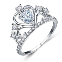 Bague Couronne Princesse en Moissanite, Argent Sterling 925, Zircon Blanc, Bagues de Promesse, Bague Tendance Boutique