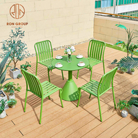Tables de salle à manger rondes pour café, bar, restaurant, en aluminium moulé, bleu, pour patio, jardin, extérieur, vente chaude
