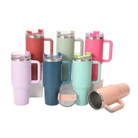 Gobelet de voyage léger en acier inoxydable, portable, à double paroi, isolé sous vide, avec poignée, paille et affichage LED de la température pour le camping