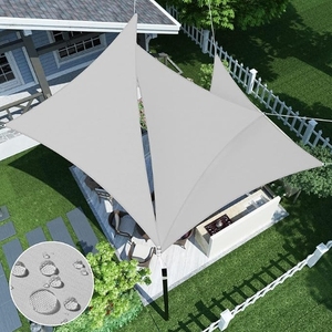 <span class=keywords><strong>Voile</strong></span> d'ombrage imperméable, protection UV 95%, résistant à la décoloration, aux déchirures et à la rouille, auvent triangulaire pour patio extérieur, pelouse, jardin - Product Image 1