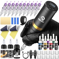 Nouveau kit de tatouage sans fil DQFART transfrontalier, comprenant un stylo et une machine à tatouer avec écran LED, batterie 1500 mAh, charge Type-C