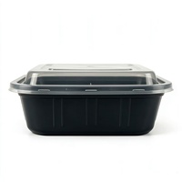 Conteneur alimentaire jetable carré US750 moulé par injection, boîte à emporter en plastique empilable et micro-ondable pour la livraison de repas