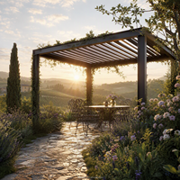 Gazebo motorisé en aluminium avec toit rétractable, lames orientables, éclairage LED - Structure extérieure écologique pour jardin