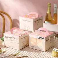 Boîte d'emballage personnalisée pour gâteau tiramisu, biodégradable, avec fenêtre transparente et poignée en papier, pour l'emballage de cadeaux de dessert pour fête d'anniversaire