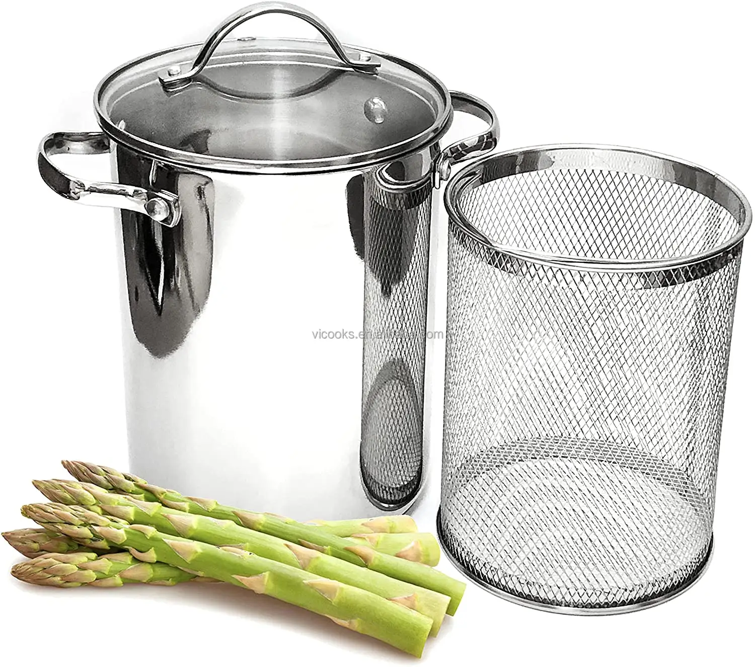 Vendita calda cucina di alta qualità pentola per la cottura di asparagi in acciaio inox pentola a vapore
