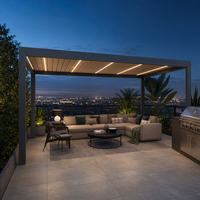 Pergola motorisée en aluminium avec système d'ombrage intelligent à télécommande pour piscine, balcon, extérieur, espace écologique