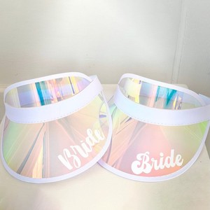 หมวกกันแดดมีแสงเลเซอร์สีสำหรับปาร์ตี้เจ้าสาวหมวกเพื่อนเจ้าสาวสำหรับงานแต่งงานชายหาดกลางแจ้งกันแสง UV - Product Image 2