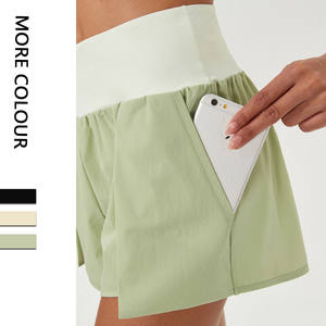 Ropa DE <span class=keywords><strong>TENIS</strong></span> económica de diseño personalizado amigable con la piel Ropa Deportiva De <span class=keywords><strong>Mujer</strong></span> Color de contraste dos en uno Pantalones cortos deportivos calientes - Product Image 2