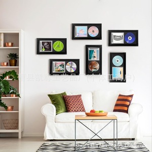 Cross-border wooden photo frame CD autographed disc <b>vinyl</b> record display rack <b>wall</b>-mounted photo frame ornament - Product Image 3