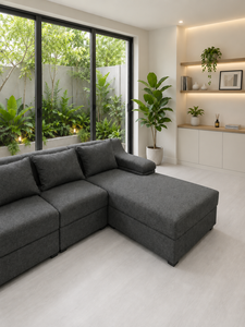 Inviting Cozy L Shaped Sectional Lounge Set with Solid <b>Wood</b> <b>Frame</b> and Premium Fabric for Living Room - Product Image 5